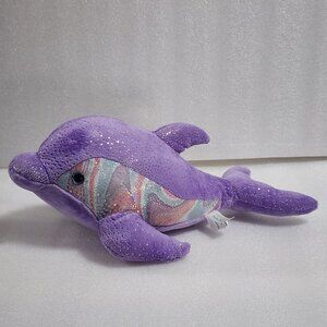 Destination Nation Aurora DOLPHIN Purple Glitter Plush 2022 15"